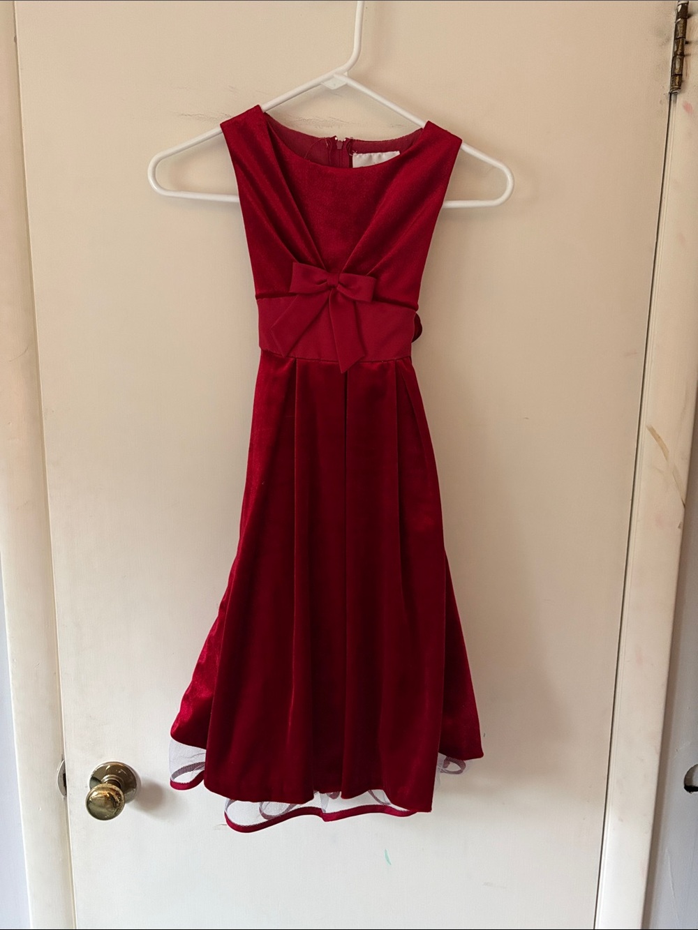 Rare Editions Red Velvet Bow-Front Formal Dress